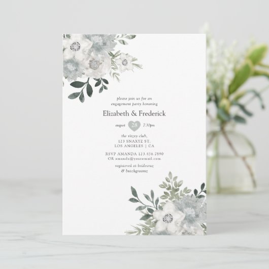 Silver Sage Eucalyptus Geometric Engagement Party Kaart (Staand voorkant)