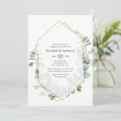 Silver Sage Eucalyptus Geometric Engagement Party Kaart (Staand voorkant)
