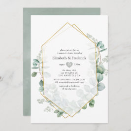 Silver Sage Eucalyptus Geometric Engagement Party Kaart