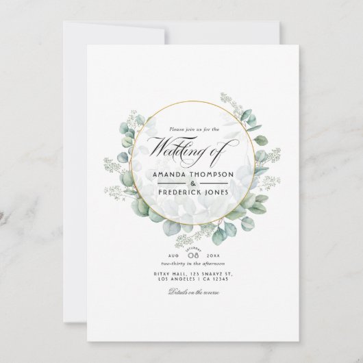 Silver Sage Eucalyptus Geometric QR Code Weddensch Kaart (Voorkant)