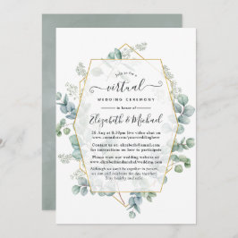 Silver Sage Eucalyptus Geometric Virtual Wedding Kaart