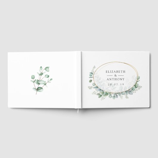 Silver Sage Eucalyptus Geometric Wedding Gastenboek (Volledig)