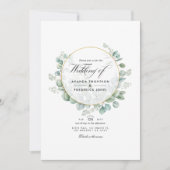 Silver Sage Eucalyptus Geometric Wedding Kaart (Voorkant)