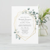 Silver Sage Eucalyptus Geometric Wedding Kaart (Staand voorkant)