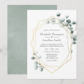 Silver Sage Eucalyptus Geometric Wedding Kaart (Voorkant / Achterkant)