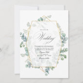 Silver Sage Eucalyptus Geometric Wedding Kaart (Voorkant)