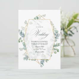 Silver Sage Eucalyptus Geometric Wedding Kaart