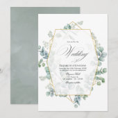 Silver Sage Eucalyptus Geometric Wedding Kaart (Voorkant / Achterkant)