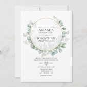 Silver Sage Eucalyptus Geometric Wedding Kaart (Voorkant)