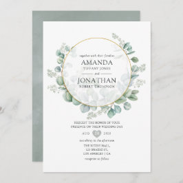 Silver Sage Eucalyptus Geometric Wedding Kaart