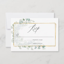 Silver Sage Eucalyptus Geometric Wedding RSVP Kaartje