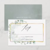 Silver Sage Eucalyptus Geometric Wedding RSVP Kaartje (Voorkant / Achterkant)