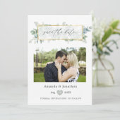 Silver Sage Eucalyptus Geometric Wedding Save The Date (Staand voorkant)