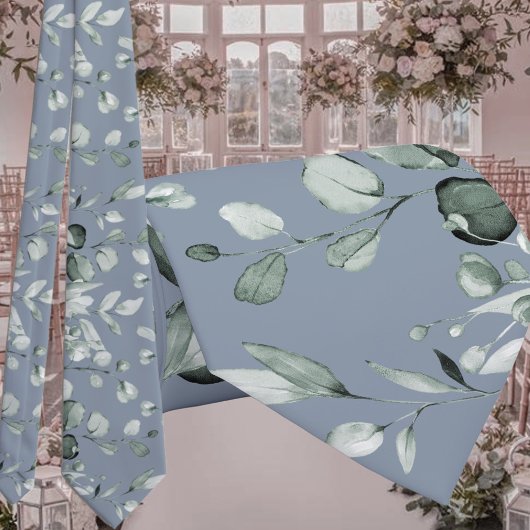 Silver Sage Eucalyptus Greenery Wedding Dusty Blue Stropdas