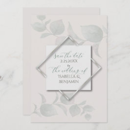 Silver Sage Eucalyptus Save the Date 2 Kaart