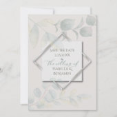 Silver Sage Eucalyptus Save the Date 2 Kaart (Voorkant)