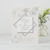 Silver Sage Eucalyptus Save the Date 2 Kaart (Staand voorkant)