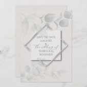 Silver Sage Eucalyptus Save the Date 2 Kaart (Voorkant / Achterkant)