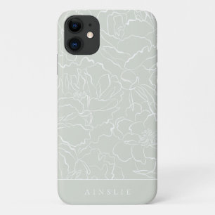 Silver Sage Floral Pattern, gepersonaliseerd Case-Mate iPhone Case