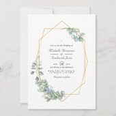 Silver Sage Geometric Eucalyptus QR Code Weddensch Kaart (Voorkant)