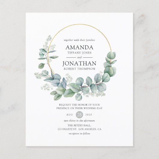 Silver Sage Geometric Eucalyptus Wedding Invite Flyer (Voorkant)