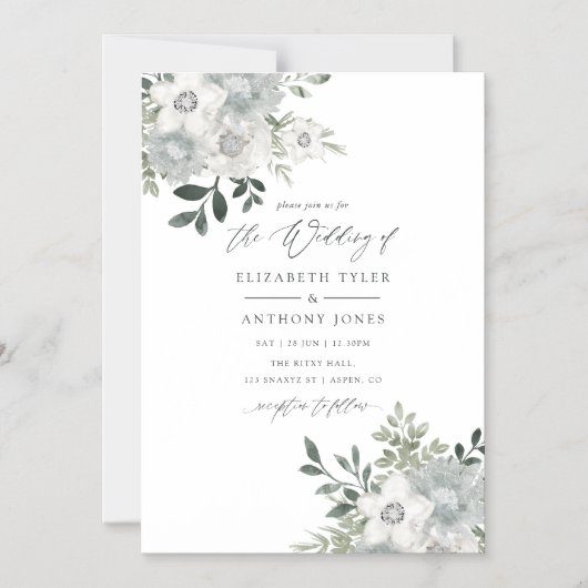 Silver Sage Geometric Eucalyptus Wedding Magnetische Uitnodiging (Voorkant)