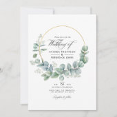 Silver Sage Geometric Eucalyptus Weduwfoto Kaart (Voorkant)