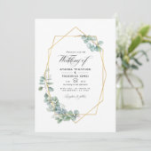 Silver Sage Geometric Eucalyptus Weduwfoto Kaart (Staand voorkant)