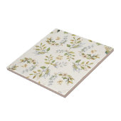 Silver, Sage, Gold, Cream Floral, naadloos helder Tegeltje (Zijkant)