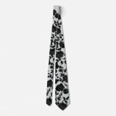 Silver Sage Green & Black Floral Wedding Stropdas (Achterkant)