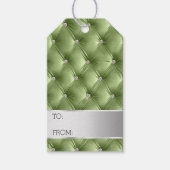 Silver Sage Green Luxe faux Velvet Christmas Cadeaulabel (Voorkant)