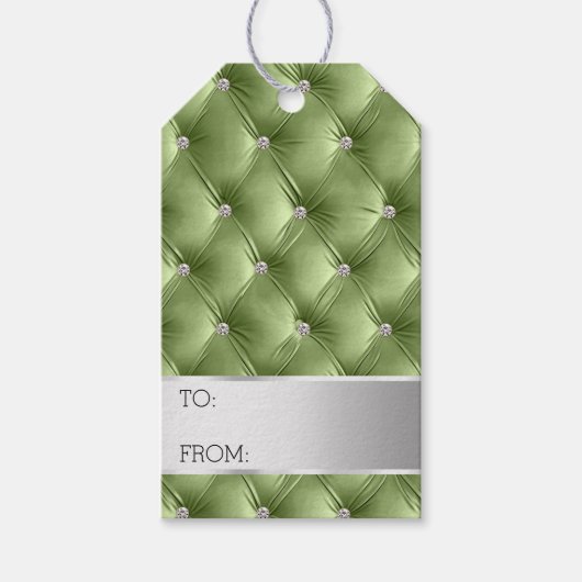 Silver Sage Green Luxe faux Velvet Christmas Cadeaulabel (Voorkant)