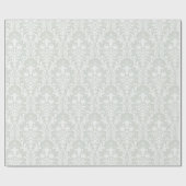 Silver Sage Green White Damask Elegant Wedding Cadeaupapier (Vlak)