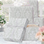 Silver Sage Green White Damask Elegant Wedding Cadeaupapier<br><div class="desc">Een lichte zilverkleurige grove en witte vochtige bruiloft verpakkingspapier.</div>