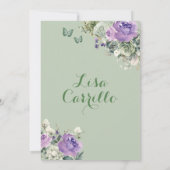 Silver Sage Paarse Lila prinses Quinceañera Kaart (Achterkant)