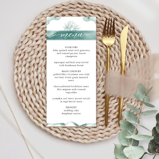 Silver Sage Waterverf, Elegante bloemenbruiloft Menu