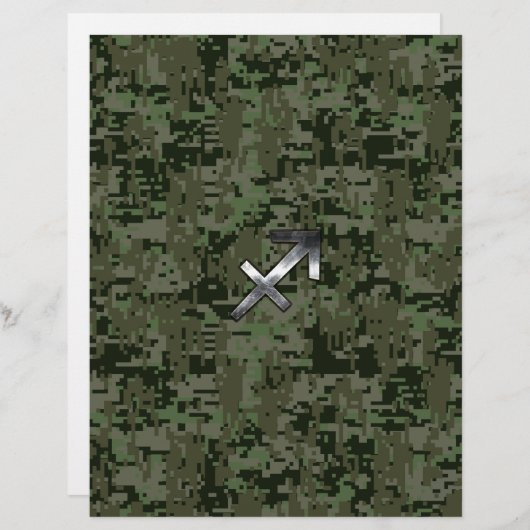 Silver Sagittarius Sign on Woodland Digital Camo (Voorkant / Achterkant)