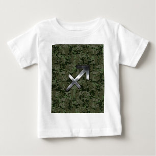 Silver Sagittarius Sign on Woodland Digital Camo