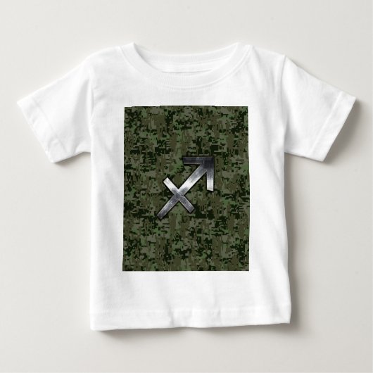 Silver Sagittarius Sign on Woodland Digital Camo (Voorkant)