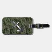 Silver Sagittarius Sign on Woodland Digital Camo Bagagelabel (Voorkant horizontaal)