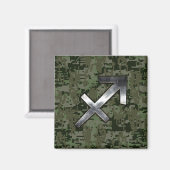 Silver Sagittarius Sign on Woodland Digital Camo Magneet (Voorkant / Achterkant)