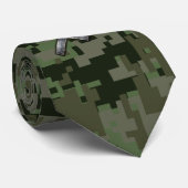 Silver Sagittarius Sign on Woodland Digital Camo Stropdas (Opgerold)