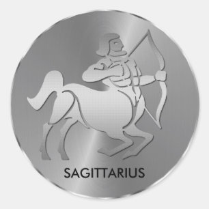 Silver Sagittarius the Archer - Zodiac Sign Ronde Sticker