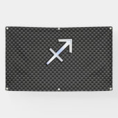 Silver Sagittarius Zodiac Sign Carbon Print Spandoek (Horizontaal)