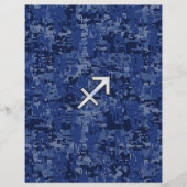Silver Sagittarius Zodiac Sign Navy Digital Camo (Voorkant)