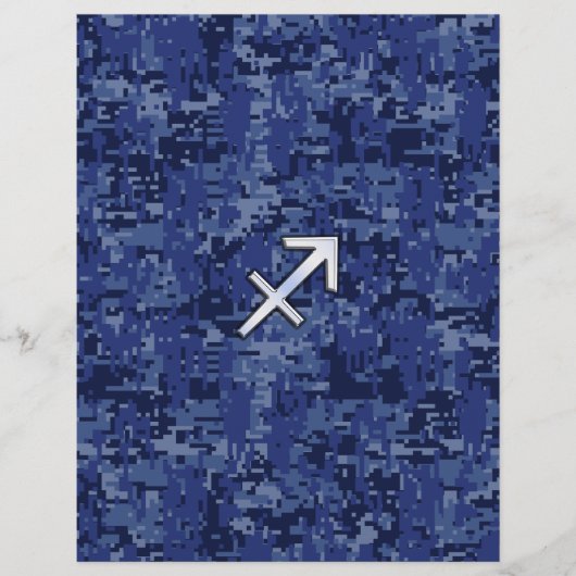 Silver Sagittarius Zodiac Sign Navy Digital Camo (Voorkant)