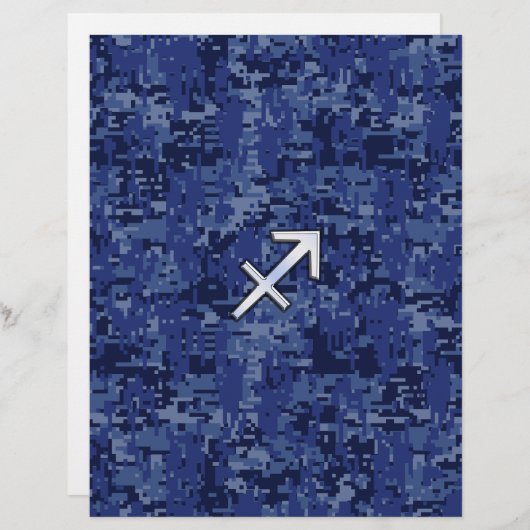 Silver Sagittarius Zodiac Sign Navy Digital Camo (Voorkant / Achterkant)