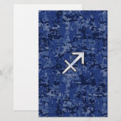 Silver Sagittarius Zodiac Sign Navy Digital Camo Briefpapier (Voorkant / Achterkant)