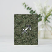 Silver Sagittarius Zodiac Woodland Digital Camo Briefkaart (Staand voorkant)