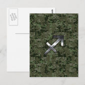 Silver Sagittarius Zodiac Woodland Digital Camo Briefkaart (Voorkant / Achterkant)